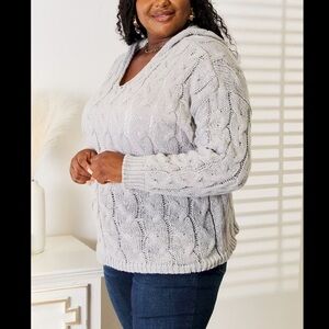 NWT Hooded Cable Knit Sweater